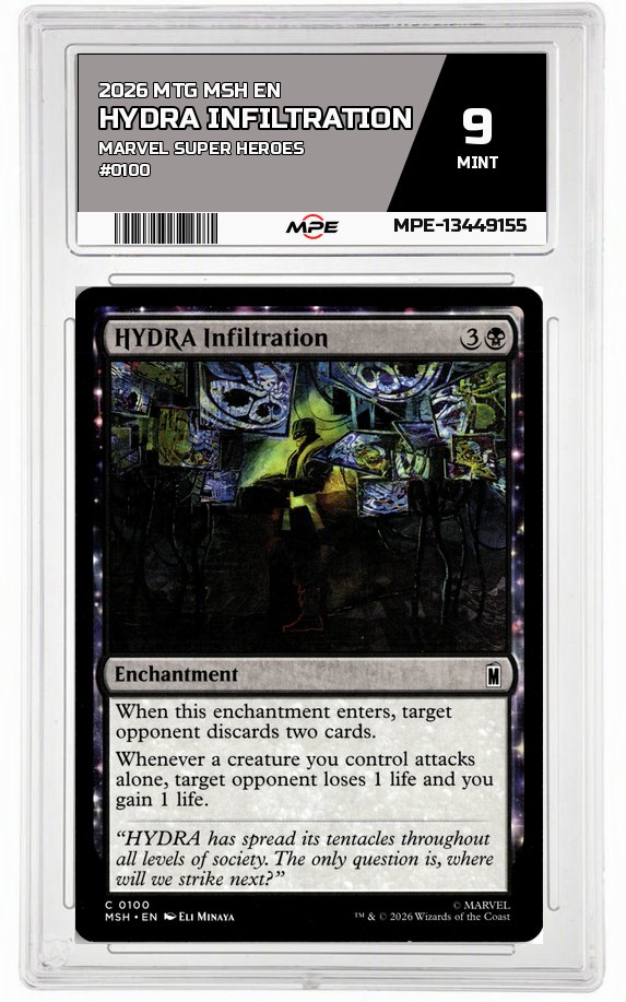 2026 MTG MSH EN Marvel Super Heroes #0100 HYDRA INFILTRATION MPE 9 MINT — graded card auctioned from the MPE vault