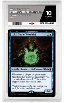 2026 MTG MSH EN Marvel Super Heroes #0065 LOKI, GOD OF MISCHIEF MPE 10 GEM/MT — graded card up for auction