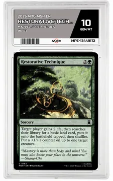2026 MTG MSH EN Marvel Super Heroes #0183 RESTORATIVE TECHNIQUE MPE 10 GEM/MT — graded card up for auction