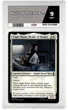 2026 MTG MSH EN Marvel Super Heroes #0026 NIGHT NURSE, HEALER OF HEROES MPE 9 MINT — graded card up for auction