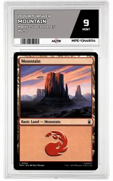 2026 MTG MSH EN Marvel Super Heroes #0294 MOUNTAIN MPE 9 MINT — graded card up for auction