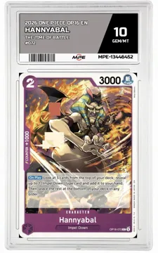 2026 ONE PIECE OP16 EN The Time of Battle #072 HANNYABAL MPE 10 GEM/MT — graded card up for auction