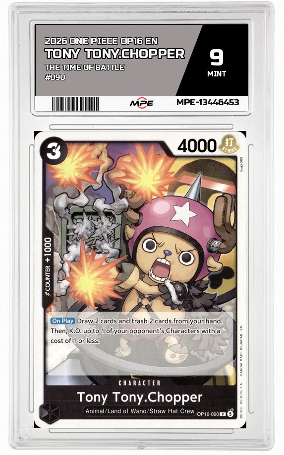 2026 ONE PIECE OP16 EN The Time of Battle #090 TONY TONY.CHOPPER MPE 9 MINT — graded card auctioned from the MPE vault