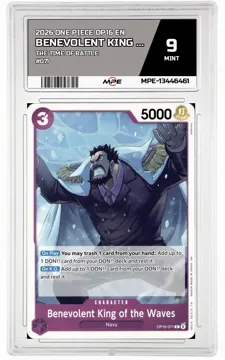 2026 ONE PIECE OP16 EN The Time of Battle #071 BENEVOLENT KING OF THE WAVES MPE 9 MINT — graded card up for auction