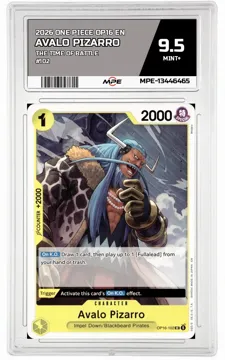 2026 ONE PIECE OP16 EN The Time of Battle #102 AVALO PIZARRO MPE 9.5 MINT+ — graded card up for auction