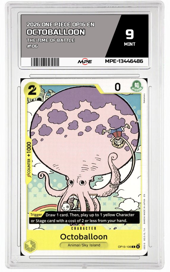 2026 ONE PIECE OP16 EN The Time of Battle #106 OCTOBALLOON MPE 9 MINT — graded card auctioned from the MPE vault