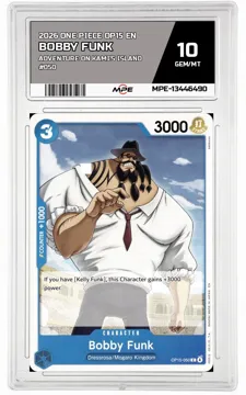 2026 ONE PIECE OP15 EN Adventure on Kami's Island #050 BOBBY FUNK MPE 10 GEM/MT — graded card up for auction