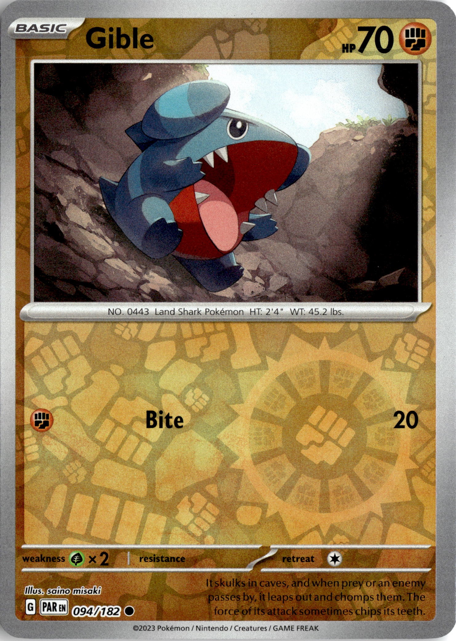 2023 Pokemon Par En Gible graded slab