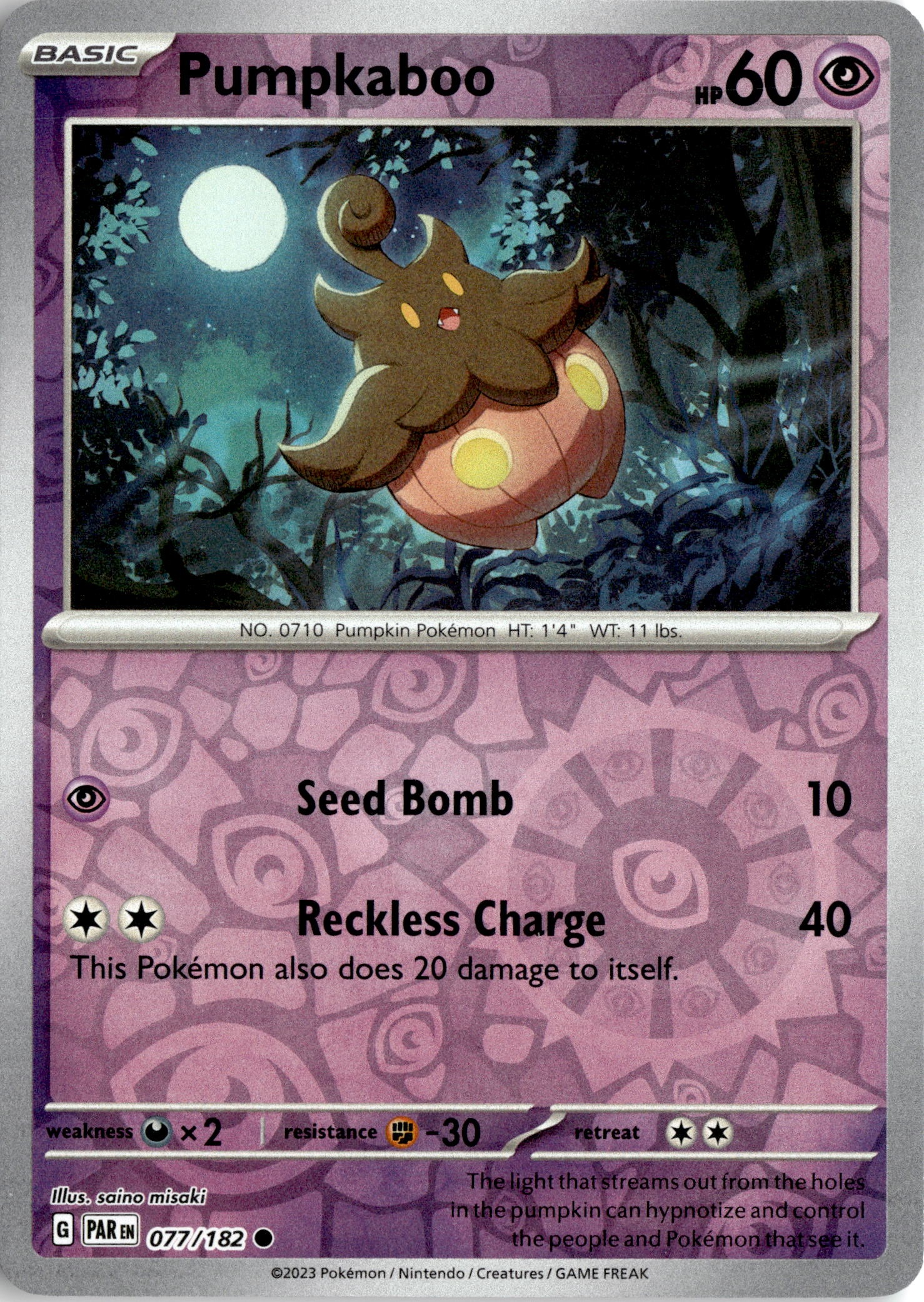 2023 Pokemon Par En Pumpkaboo graded slab