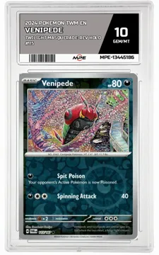 2024 POKEMON TWM EN Twilight Masquerade-REV HOLO #115 VENIPEDE MPE 10 GEM/MT — graded card up for auction