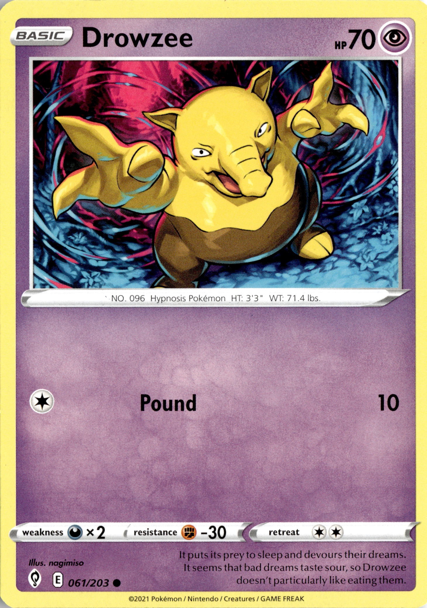 2021 Pokemon Evs En Drowzee graded slab