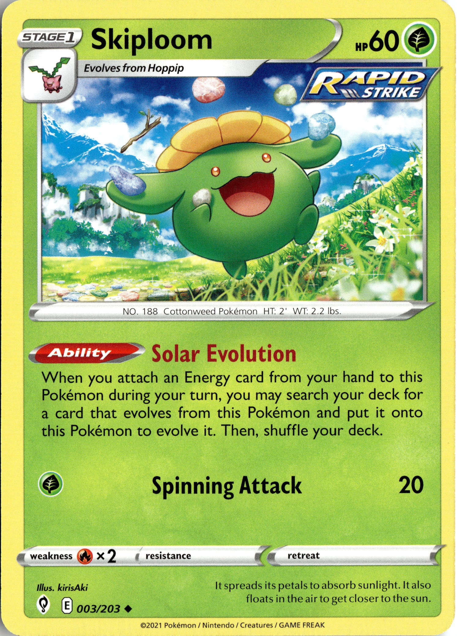 2021 Pokemon Evs En Skiploom graded slab