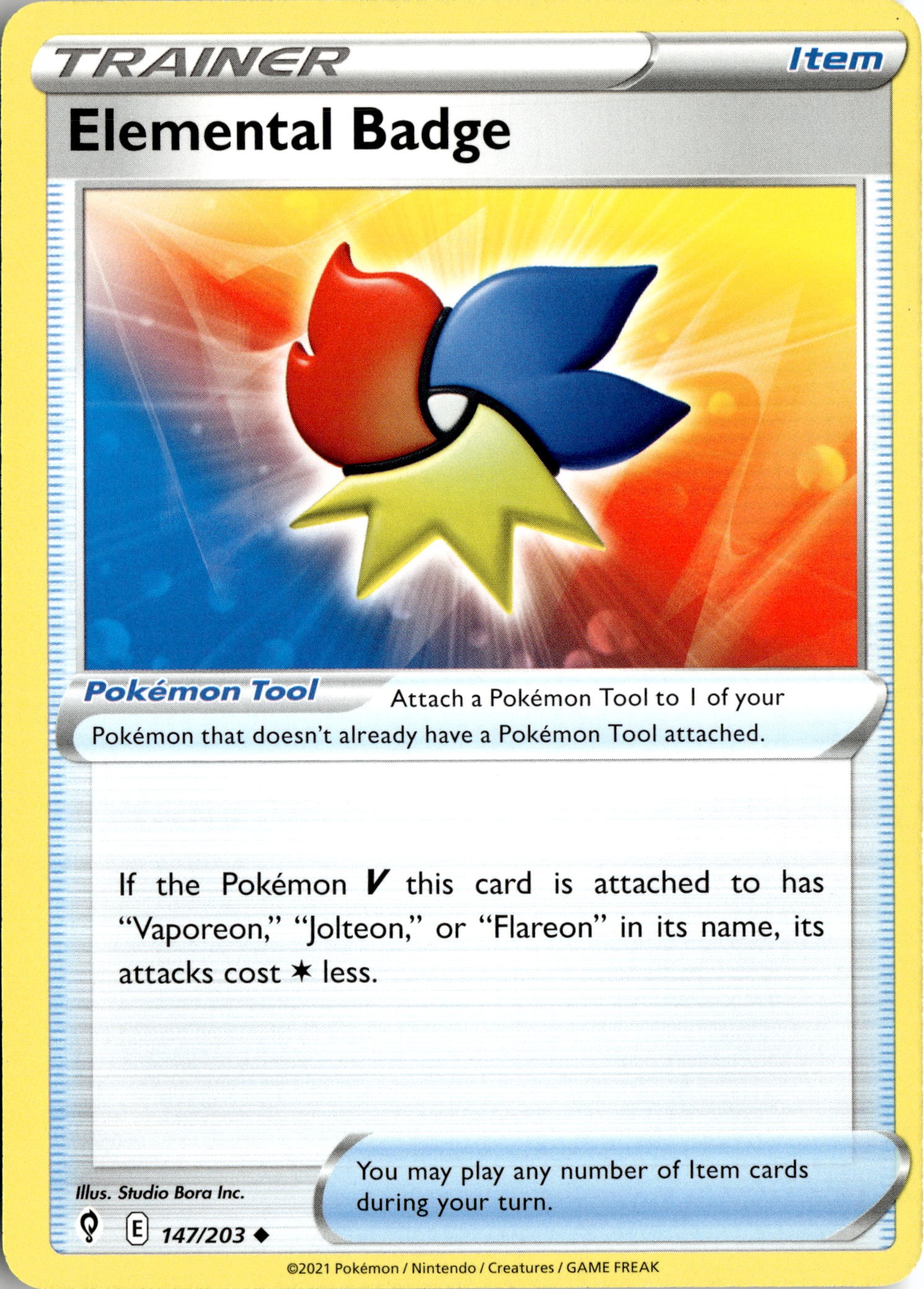 2021 Pokemon Evs En Elemental Badge graded slab