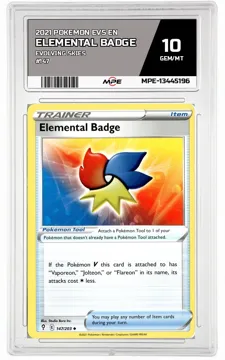 2021 POKEMON EVS EN Evolving Skies #147 Elemental Badge MPE 10 GEM/MT — graded card up for auction