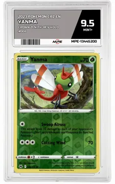 2023 POKEMON CRZ EN Crown Zenith-REV HOLO #008 Yanma MPE 9.5 MINT+ — graded card up for auction