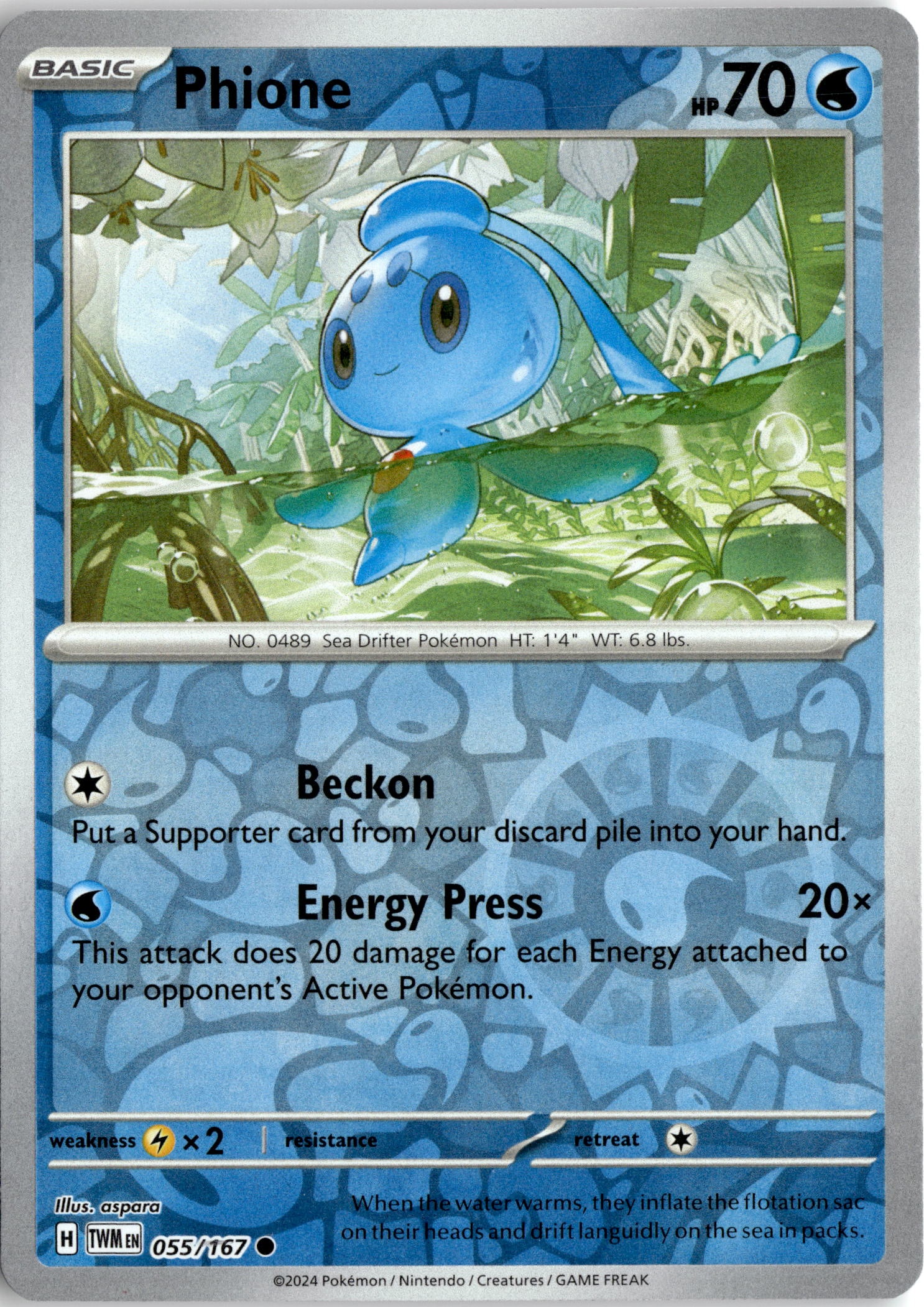 2024 Pokemon Twm En Phione graded slab