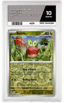 2024 POKEMON TWM EN Twilight Masquerade-REV HOLO #126 Applin MPE 10 GEM/MT — graded card up for auction