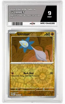 2024 POKEMON TWM EN Twilight Masquerade-REV HOLO #108 GLIMMET MPE 9 MINT — graded card up for auction