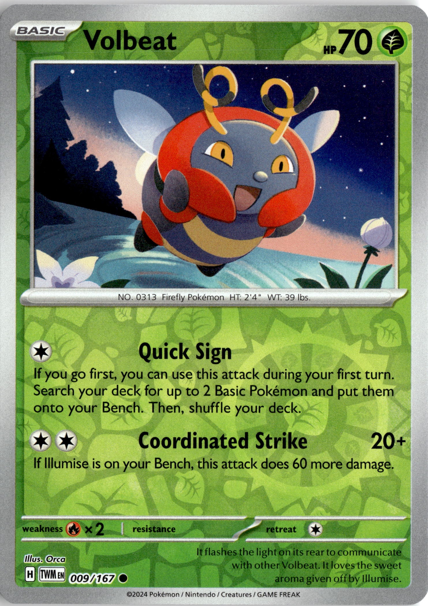2024 Pokemon Twm En Volbeat graded slab