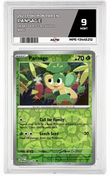 2023 POKEMON PAR EN Paradox Rift-REV HOLO #004 Pansage MPE 9 MINT — graded card up for auction