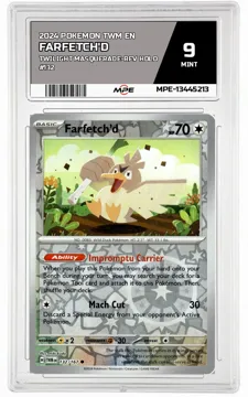 2024 POKEMON TWM EN Twilight Masquerade-REV HOLO #132 FARFETCH'D MPE 9 MINT — graded card up for auction