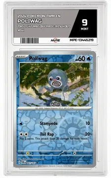2024 POKEMON TWM EN Twilight Masquerade-REV HOLO #041 Poliwag MPE 9 MINT — graded card up for auction