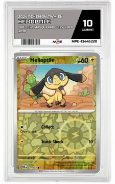 2024 POKEMON TWM EN Twilight Masquerade-REV HOLO #070 Helioptile MPE 10 GEM/MT — graded card up for auction