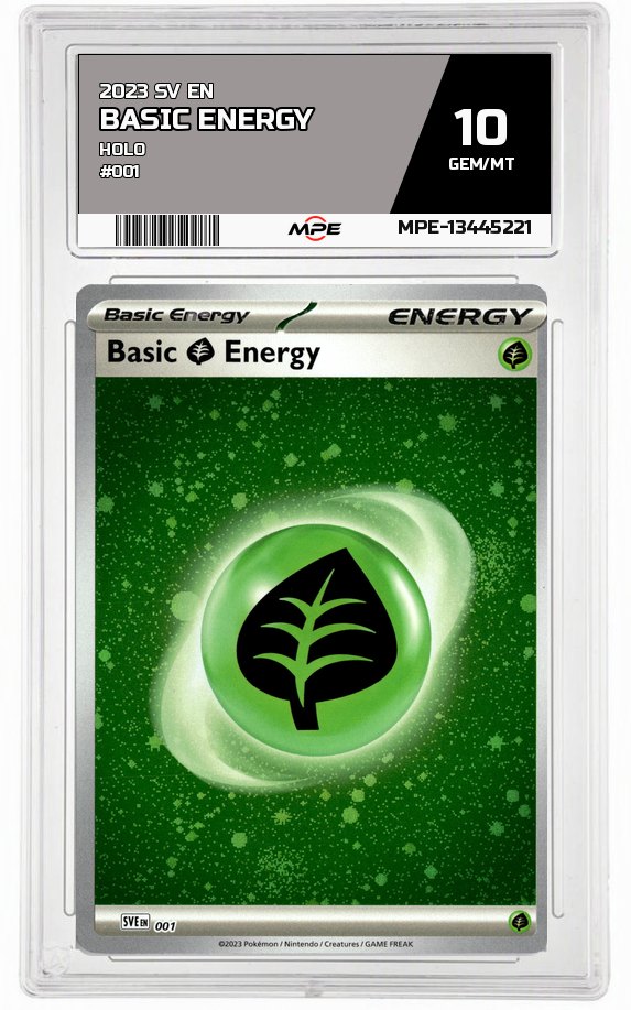 2023 SV EN HOLO #001 BASIC ENERGY MPE 10 GEM/MT — graded card auctioned from the MPE vault