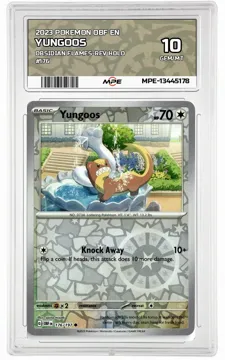 2023 POKEMON OBF EN Obsidian Flames-REV HOLO #176 Yungoos MPE 10 GEM/MT — graded card up for auction