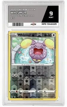 2020 POKEMON VIV EN Vivid Voltage-REV HOLO #135 Whismur MPE 9 MINT — graded card up for auction