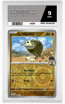 2025 POKEMON JTG EN Journey Together-REV HOLO #086 HOP'S SILICOBRA MPE 9 MINT — graded card up for auction
