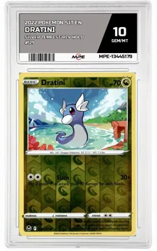 2022 POKEMON SIT EN Silver Tempest-REV HOLO #129 Dratini MPE 10 GEM/MT — graded card up for auction