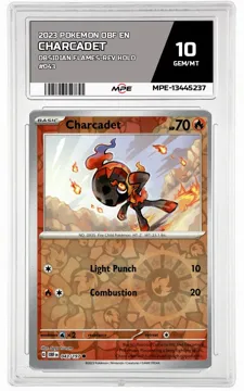 2023 POKEMON OBF EN Obsidian Flames-REV HOLO #043 CHARCADET MPE 10 GEM/MT — graded card up for auction