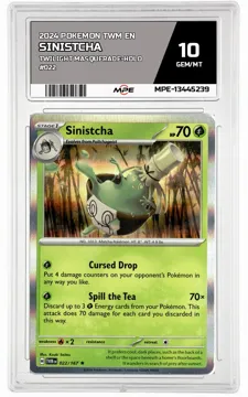 2024 POKEMON TWM EN Twilight Masquerade-HOLO #022 Sinistcha MPE 10 GEM/MT — graded card up for auction