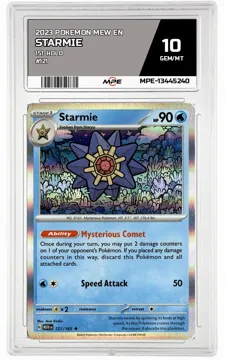 2023 POKEMON MEW EN 151-HOLO #121 STARMIE MPE 10 GEM/MT — graded card up for auction