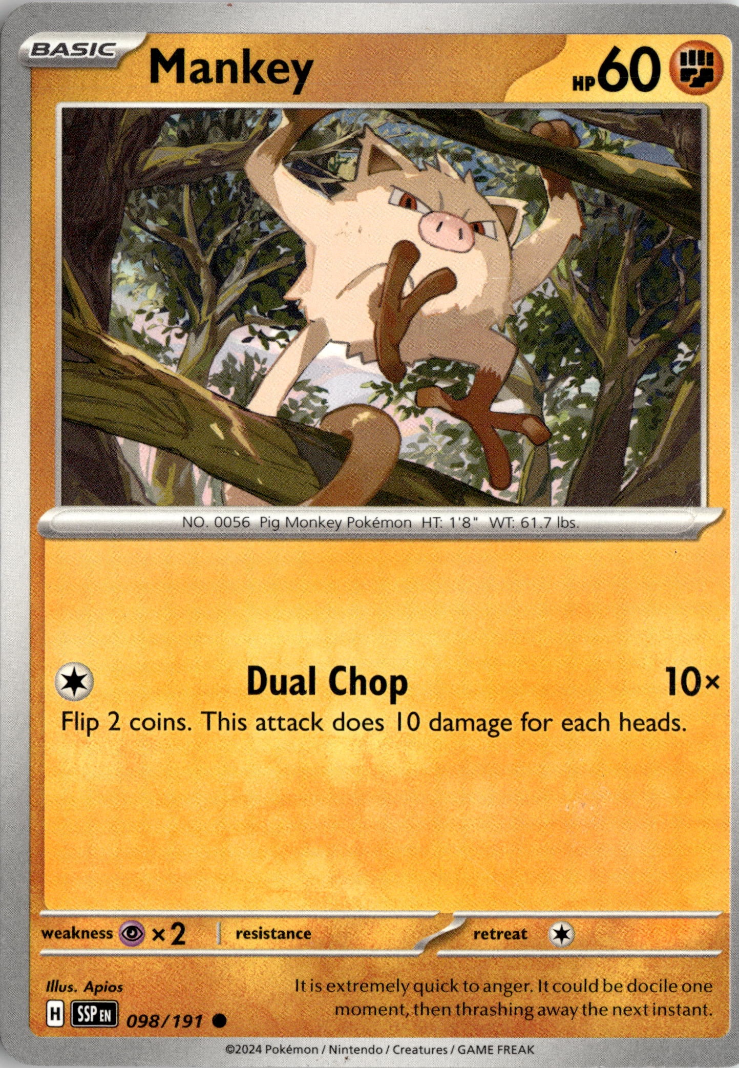 2024 Pokemon SSP En Mankey graded slab
