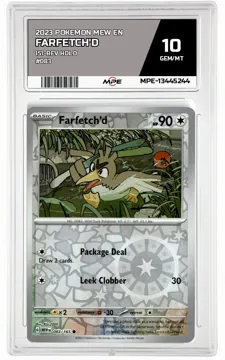 2023 POKEMON MEW EN 151-REV HOLO #083 Farfetch'd MPE 10 GEM/MT — graded card up for auction