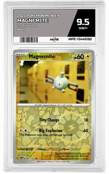 2023 POKEMON MEW EN 151-REV HOLO #081 Magnemite MPE 9.5 MINT+ — graded card up for auction