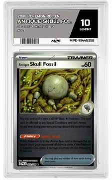2026 POKEMON PBL EN Pitch Black-REV HOLO #073 Antique Skull Fossil MPE 10 GEM/MT — graded card up for auction