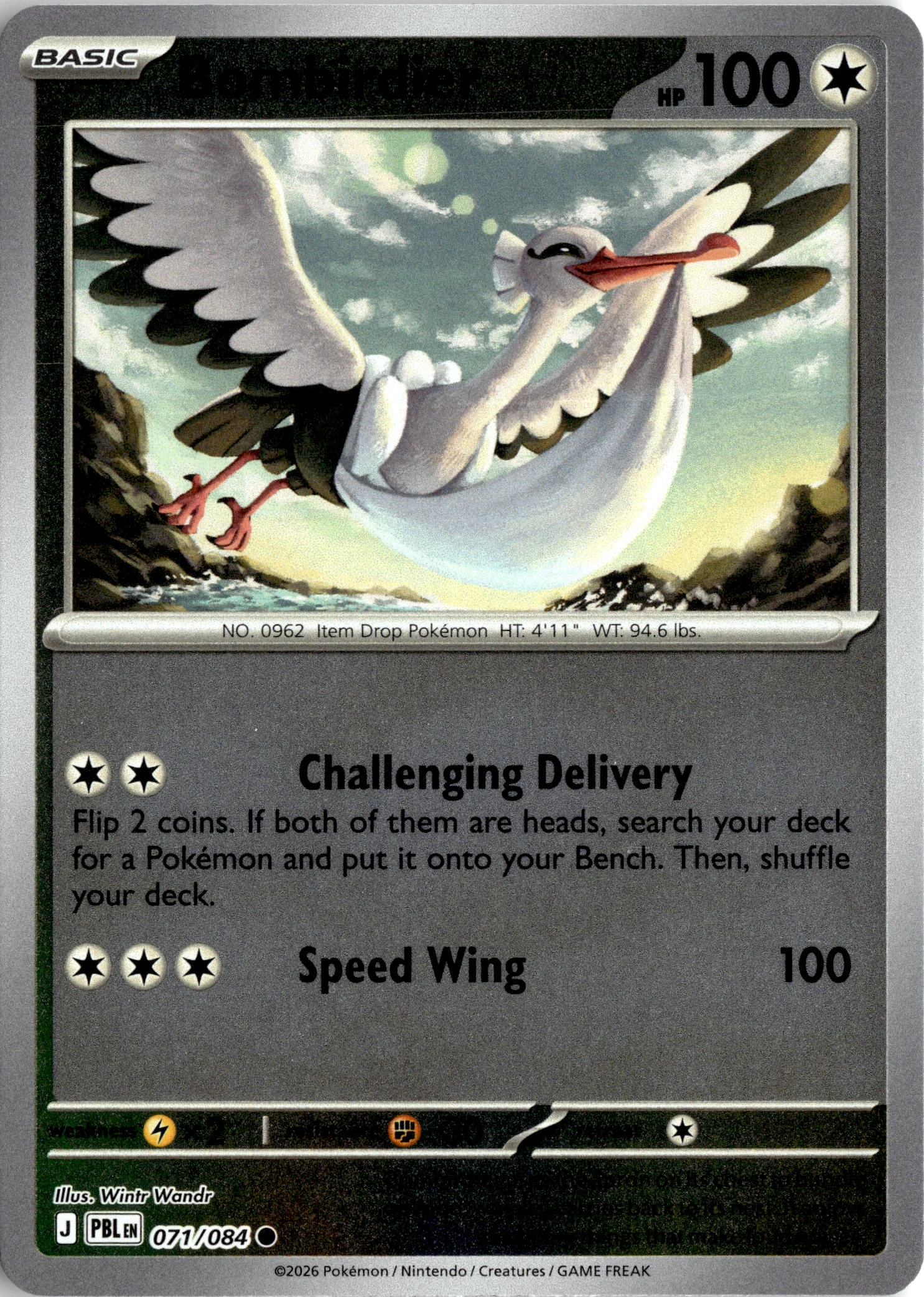 2026 Pokemon Pbl En Bombirdier graded slab