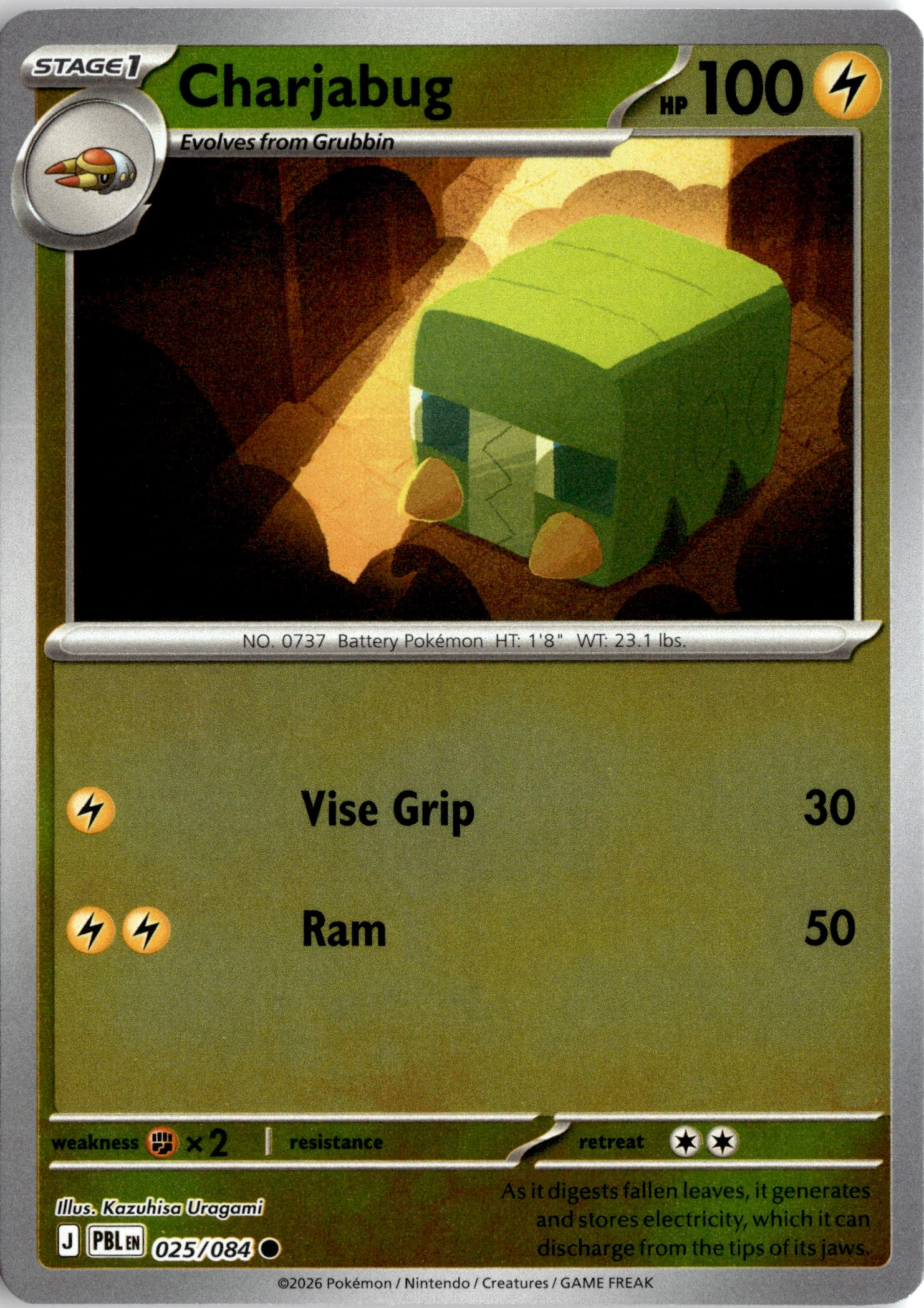 2026 Pokemon Pbl En Charjabug graded slab