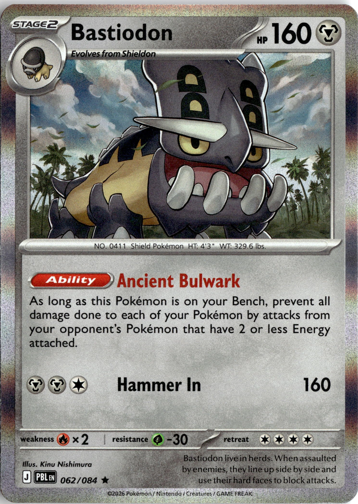 2026 Pokemon Pbl En Bastiodon graded slab