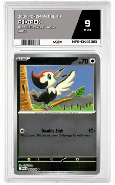 2026 POKEMON PBL EN Pitch Black-REV HOLO #066 Pikipek MPE 9 MINT — graded card up for auction