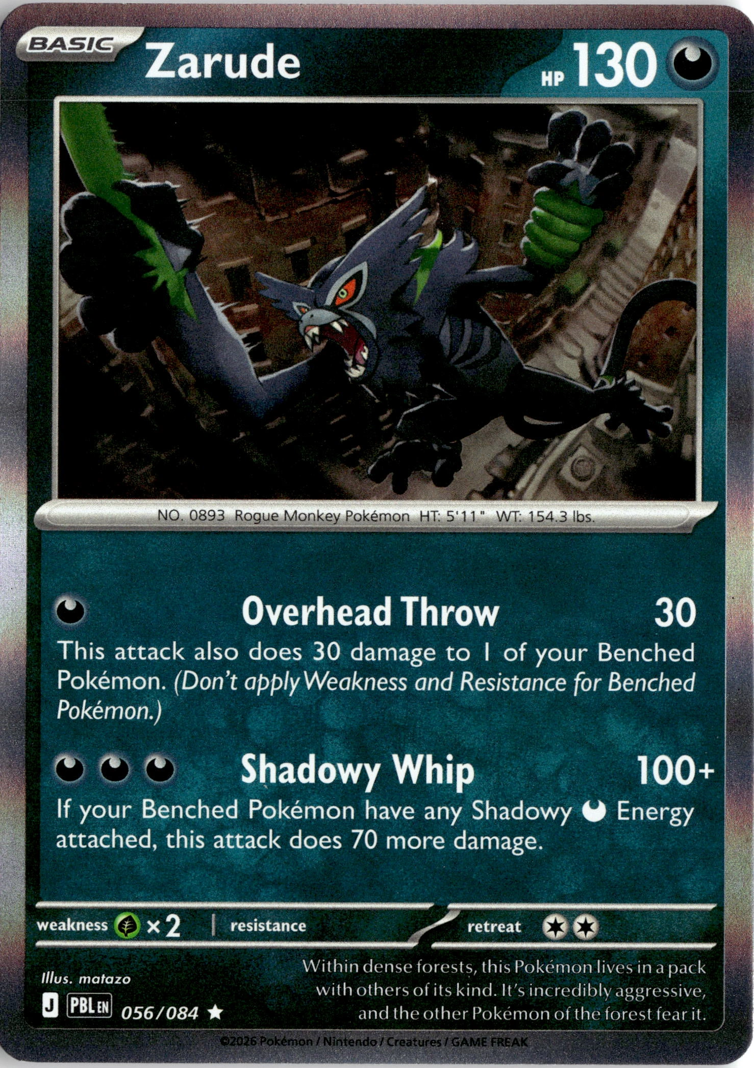 2026 Pokemon Pbl En Zarude graded slab