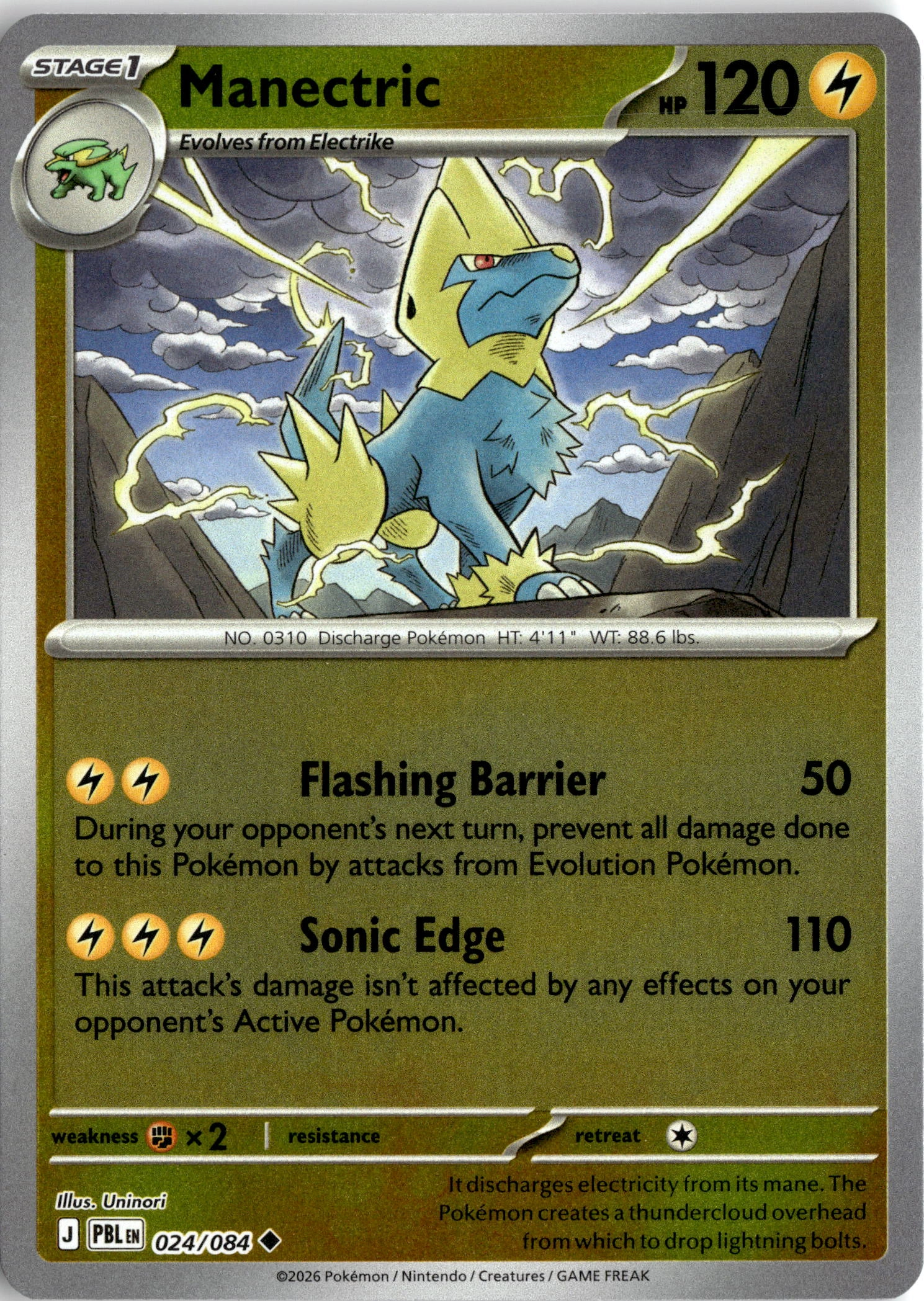 2026 Pokemon Pbl En Manectric graded slab