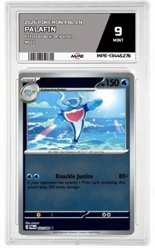 2026 POKEMON PBL EN Pitch Black-REV HOLO #022 PALAFIN MPE 9 MINT — graded card up for auction