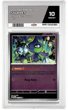 2026 POKEMON PBL EN Pitch Black-REV HOLO #033 Shuppet MPE 10 GEM/MT — graded card up for auction