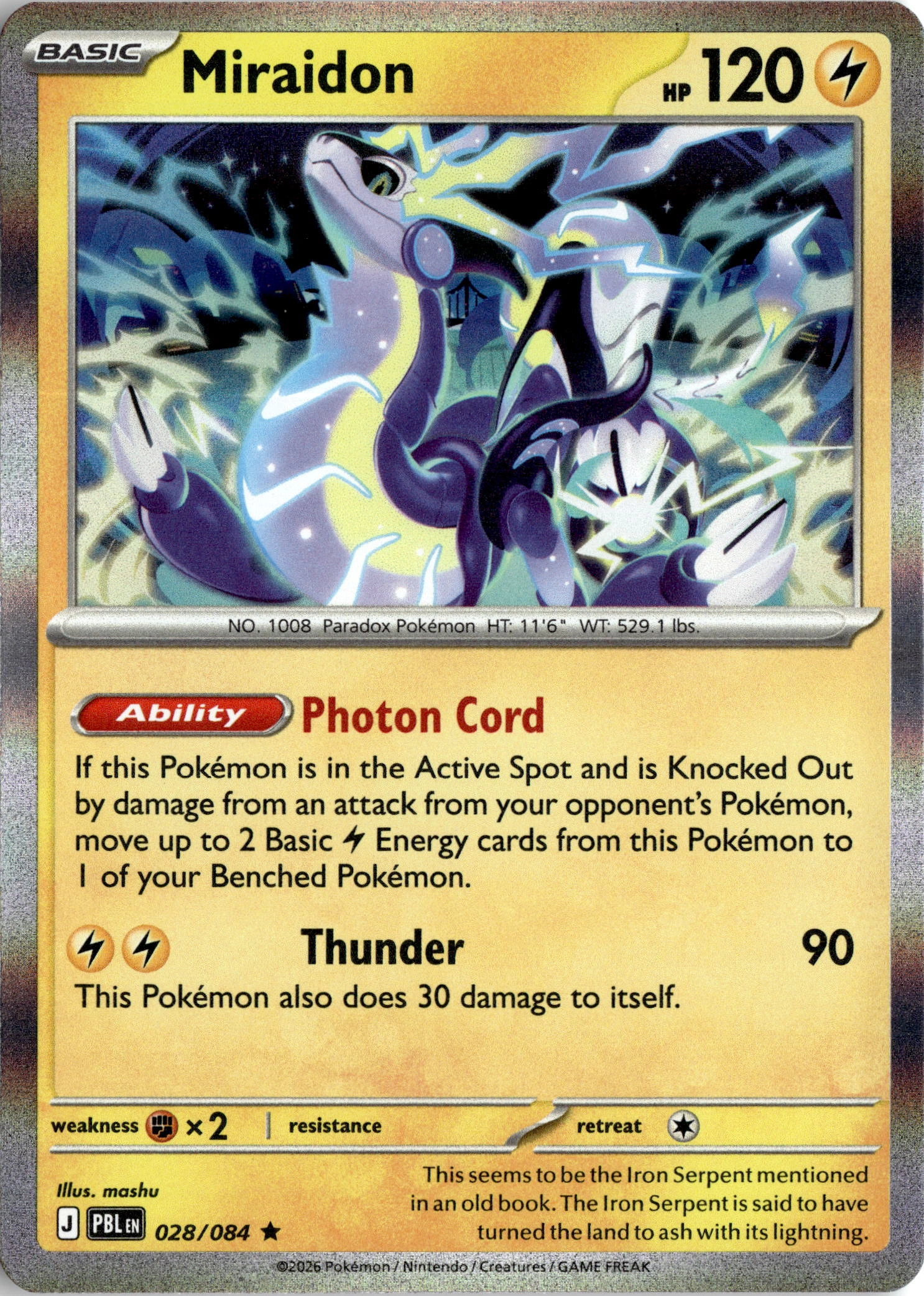2026 Pokemon Pbl En Miraidon graded slab