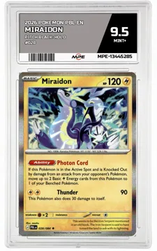 2026 POKEMON PBL EN Pitch Black-HOLO #028 Miraidon MPE 9.5 MINT+ — graded card up for auction
