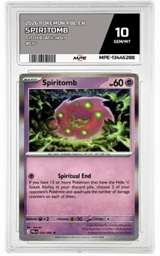 2026 POKEMON PBL EN Pitch Black-HOLO #035 Spiritomb MPE 10 GEM/MT — graded card up for auction